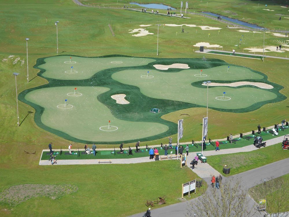 overhead shot of putting greens